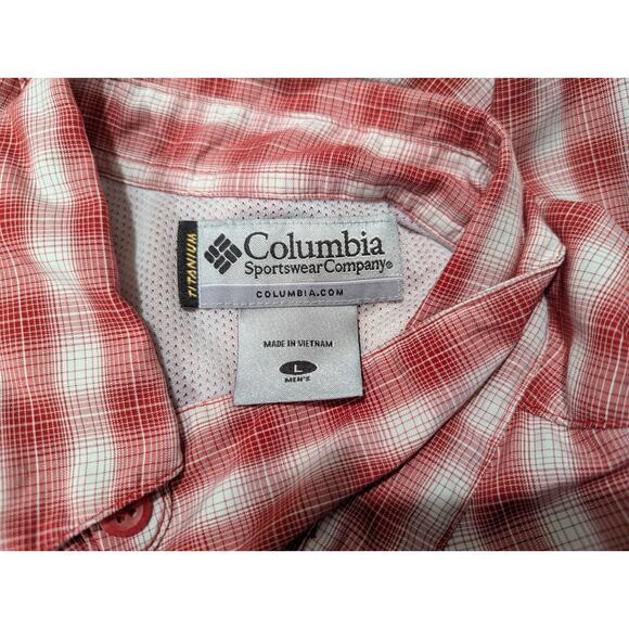Columbia sz L Shirt red ss buttons vented back thin lightweight fishing 2371 - Picture 5 of 6